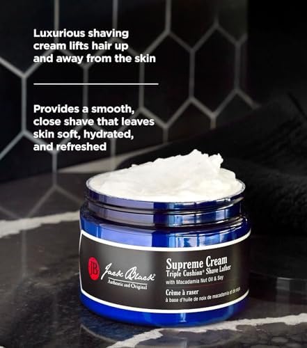 Jack Black Supreme Cream Triple Cushion Shave Lather - Shaving Cream Mens, Shave Cream for Men, Jack Black Shaving Cream for Men, Shaving Lather, Mens Shaving Cream, Jack Black Shave Cream