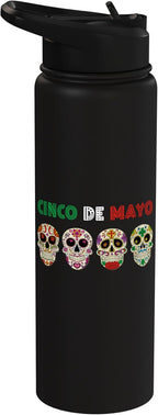 Cinco De Mayo Mexican Skulls Fiesta Party Stainless Steel Insulated Water Bottle