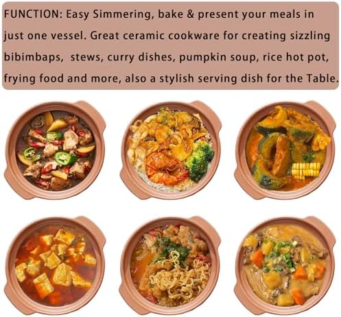 Unglazed Terracotta Ceramic Casserole Dish, Clay Pot, Earthen Pot Cookware with Lid for Dinner and Party, Stockpot for Rice Hot Pot, Stew, Bakeand Serve Oven Safe-Heat Resistant
