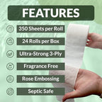 Reli. Bamboo Toilet Paper (24 Jumbo Rolls) | 3 Ply Toilet Paper (350 Sheets/Roll) Bathroom Tissue | Organic Bath Tissue | Bamboo Chemical Free Toilet Tissue Rolls (8400 Sheets Total)