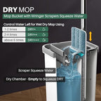 JOYMOOP Mop and Bucket with Wringer Set, Hands Free Flat Floor Mop and Bucket, with 5 Washable Microfiber Pads, Wet and Dry Use, Floor Cleaning System