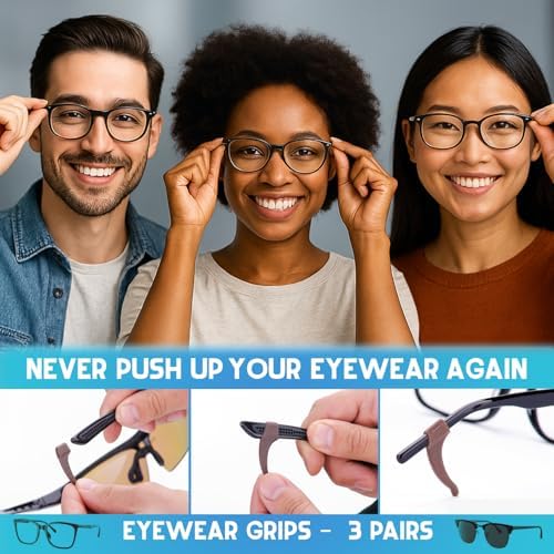 Anchor Glasses Straps - 3 Pack - Sunglasses Retainer Anti-Slip Glasses Grip Ear Hook Eyeglasses Anti-Slip Temple Tip Glasses Holder (Black)