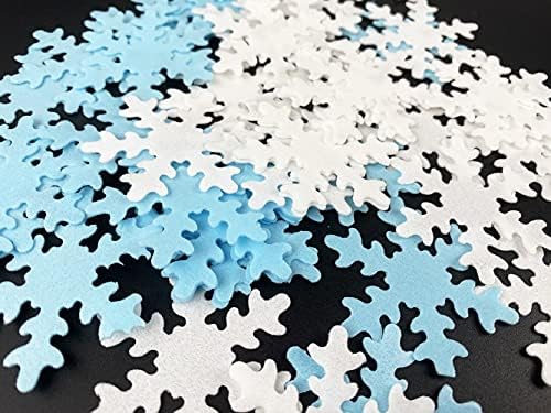 48pcs White Edible Cupcake Christmas White Blue Snowflakes Cake Toppers Decoration for Winter Frozen Theme Party decorating