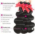 12A Human Hair Bundles with 2x6 Closure 18 20 22 with 16 Inch Brazilian Body Wave 3 Bundles Human Hair with 2x6 HD Lace Closure 100% Unprocessed Virgin Human Hair Weave