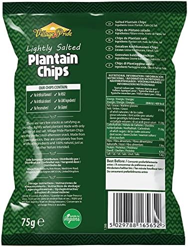 Village Pride Plantain Chips Salted 75 g (Pack of 24)