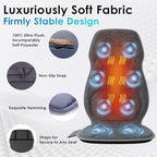 Back Massager with Soft Plush Fabric Cover, Massage Seat Cushion with 8 Vibration Motors & 2 Heating Levels, Chair Massager for Recliner, Office Chair, Sofa Use