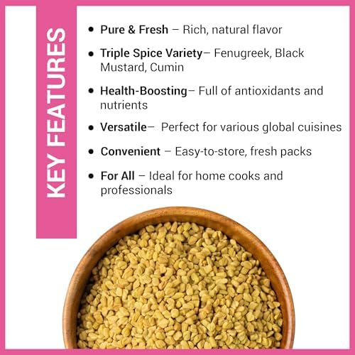 Jalpur Millers Spice Combo Pack - Fenugreek Seeds 100g - Black Mustard Seeds 100g - Cumin Seeds 100g (3 Pack)