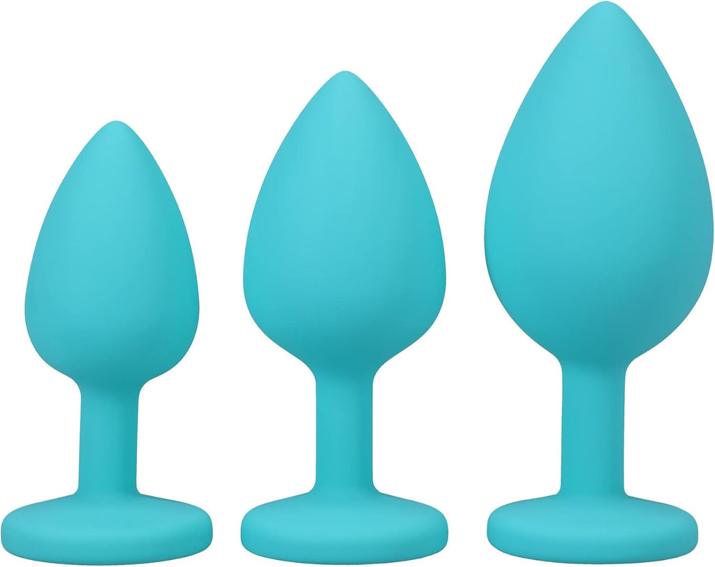 Doc Johnson A-Play - Silicone Trainer Set - 3 Piece Set, Play with My Butt Not My Heary, Teal
