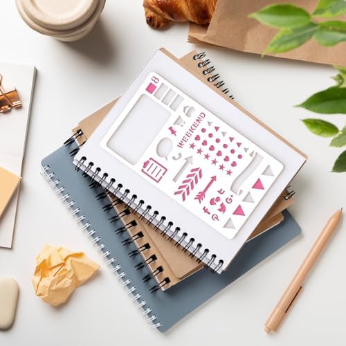 12Pcs Journal Stencil Set, Planner Stencils, Planner Drawing Templates for Scrapbooking, Chart, Painting, Journaling Supplies