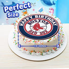 7.5 boston R.S Basketball Cake Topper – Round Edible Birthday Cake Decorations, Happy Birthday Cake