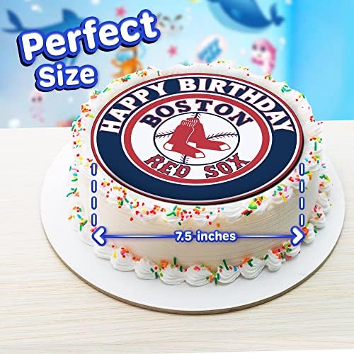 7.5 boston R.S Basketball Cake Topper – Round Edible Birthday Cake Decorations, Happy Birthday Cake