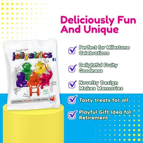 Jellyatrics Jelly Babies Novelty Sweets 180g Fun Gift for Birthdays, Retirements, Graduations, Christmas, Fathers Day, Mothers Day and Many More Celebrations,180 g (Pack of 1)