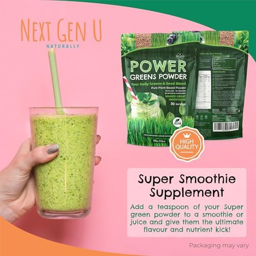 Super Greens Powder - 150g - Immune Support - Food Supplement - Superfood Greens - Smoothie Mix for Shakes - Detox & Healthy Boost for Juice Beverages or Any Drink - by NextGenU (Pack of 2)