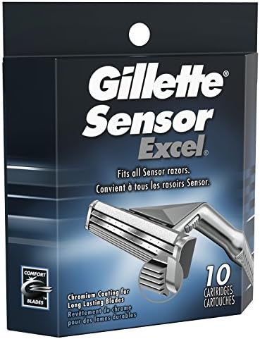 Gillette Sensor Excel Men's Razor Blade Refills, 10 Count (Pack of 2)