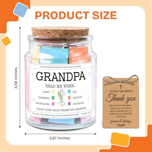 NewEleven Easter Basket Stuffers For Grandpa - Christian Present, Grandpa Gifts From Granddaughter, Grandson - Grandpa Birthday Gift For Grandfather, New Granddad, PaPa - Bible Verse Jar