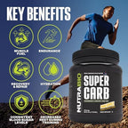 NutraBio Super Carb, Carbohydrate Powder with Cluster Dextrin & Electrolytes, Advanced Carb Supplement Powder for Workout Fuel, Performance, and Muscle Recovery, Cyclic Dextrin, Pineapple, 30 Sv
