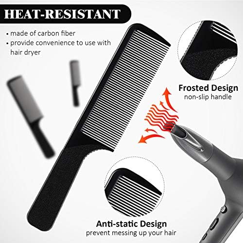 5 Pieces Hair Cutting Comb Barber Hair Styling Combs Fine Teeth Carbon Hairbrush Set Anti Static Heat Resistant Hairdressing Tapered Hairbrush for Men Women