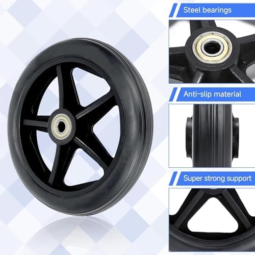 4 Pack 6" Solid Front Caster Wheels for Walkers, Heavy-Duty Office Wheelchair Front Wheel– Heavy Duty PU Replacement Wheels, Smooth & Quiet Roll, Non-Slip Durable Tires, Easy Install.