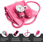 ASA TECHMED Dual Head Sprague Stethoscope and Sphygmomanometer Manual Blood Pressure Cuff Set with Case, Gift for Medical Students, Doctors, Nurses, EMT and Paramedics, Pink