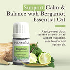 Pranarom USDA Certified Organic Bergamot Essential Oil (5ml), 100% Pure Undiluted Therapeutic Grade from Italy for Aromatherapy, Diffuser, Uplifting Scent, Immune Support, Relaxation, Sleep