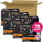 U by Kotex Balance Ultra Thin Overnight Pads with Wings, 78 Count (6 Packs of 13) (Packaging May Vary)