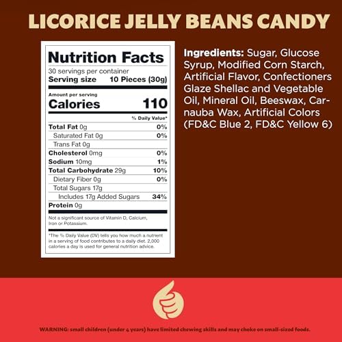 Black Licorice Jelly Beans | 2-Pound Pack | Licorice Candy | Black Jelly Beans for Holiday Buffets, Gifting, and Dessert Decorating | Old Fashioned Chewy Candy