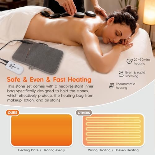 Portable Hot Stone Massage Warmer - Digital Controller Rocks Heating Bag, Electric Massager and Heater for Home Spa Relax Muscles 110V (NO Stone) (Small Size)