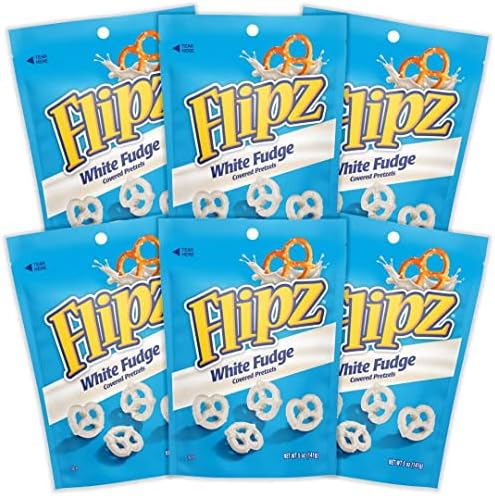 Flipz White Fudge Covered Pretzel, 5 Ounce (Pack of 6)