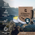 Striking Viking Mustache Wax for Men with Comb - 2 oz, Sandalwood - Strong Hold Wax with Anti-Static Mustache Comb for Precise Grooming - Non-Greasy Formula for Easy Beard Care