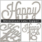 Happy 18th Birthday Cake Topper, Sparkly Silver Rhinestone Cheers to 18 Cake Topper Quinceanera Birthday Decorations Makes a Great Centerpiece