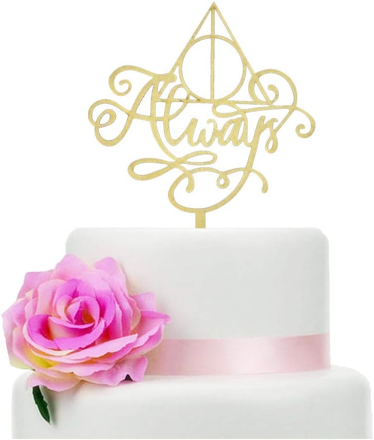 Always Cake Topper Wood, Cake Topper for a Wedding/Engagement/Anniversary/Bridal Shower Party Decorations, Harry Potter Theme Party Decorations