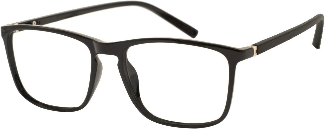 OCCI CHIARI Reading Glasses Men's Rectangle Reader Durable Spring Hinge 1.0 1.25 1.5 1.75 2.0 2.25 2.5 2.75 3.0 3.5(Black 200)