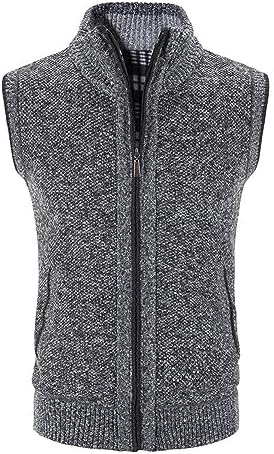 Men Sleeveless Knit Sweater Casual Trendy Slim Fit V Neck Vest Tops Classic Business Cardigan Knitwear Gilet Waistcoat