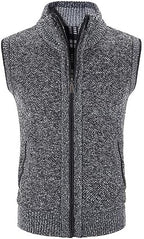 Men Sleeveless Knit Sweater Casual Trendy Slim Fit V Neck Vest Tops Classic Business Cardigan Knitwear Gilet Waistcoat