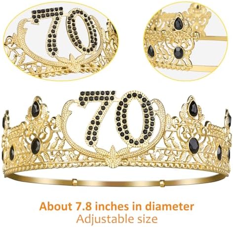 70th Birthday Gifts for Men, 70th Birthday Decorations for Men, Party Decor Supplies including King Crown & Sash & Banner & Balloons & Cake Topper & Candles