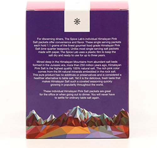 The Spice Lab Himalayan Pink Salt - Fine - 50 Salt Packets- Gourmet Pure Crystal - Pink Himalayan Salt is Nutrient and Mineral Dense for Health - Kosher & Natural Certified