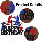 Boxing Happy Birthday Cake Topper, Boxing Gloves Themed Cake Decorations for Men, Boys, Girls or Kids Birthday Party Supplies