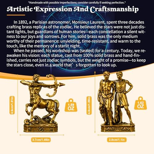 Capricorn – Capricorn Goat Zodiac Brass Sculpture – Solid Handmade Retro Figurine, Elegant Home & Office Decor, Astrology Enthusiast Gift