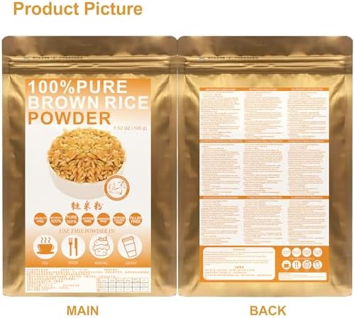 Plant Gift 100% Pure Brown Rice Powder 糙米粉 Natural Brown Rice Flour, Great Flavor for Drinks | Adds Flavor and Taste, Non-GMO Powder, No Filler, No additives 100G/3.25oz