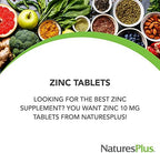 NaturesPlus Zinc 10 mg - 90 Tablets, Pack of 2 - Supports Immune Health & Overall Well-Being - High-Potency Amino Acid Chelate Form - Gluten Free, Vegetarian - 180 Total Servings