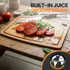 Earth’s Dreams Wood Cutting Board Set 3-Piece: Small, Large & Extra Large - Charcuterie Board, Non-Plastic, Non-Toxic, Heavy-Duty, Dishwasher Safe (Tan/Juice)