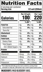 Wyman's Wild Blueberry Juice, 100% Juice, No Sugar Added, Not From Concentrate, Glass Bottled, 500mL (3 Pack)
