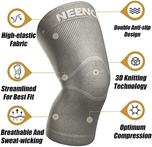 NEENCA Ultra-thin Knee Sleeve for Knee Pain, Lightest Knee Compression Sleeve with Graphene Ions Infused Fabric for Pain Relief, Swelling, Arthritis, Poor Circulation, Running, Sport