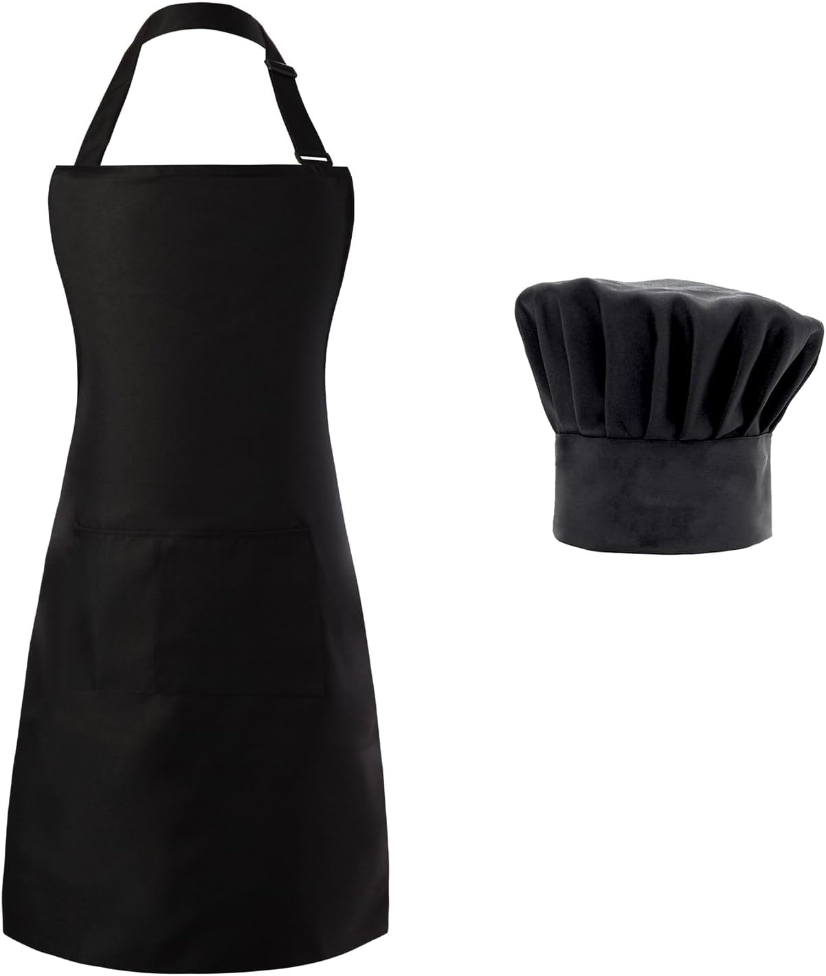Tosewever Chef Apron Hat Set for Women and Men, Adjustable Bib Apron with 2 Pockets Costume Apron for Father Kitchen Cooking