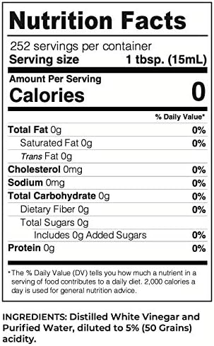 Lucy's Family Owned - Natural Distilled White Vinegar, 1 Gallon (128 oz) - 5% Acidity (White Vinegar, 1 Gallon (128 fl oz.))