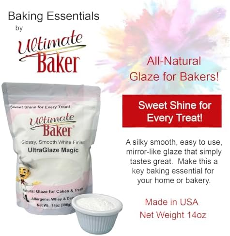 Ultimate Baker UltraGlaze Powder (14oz) – All-Natural Mirror Glaze for Cakes, Donuts, Pastries & Desserts Tapioca-Based, Gluten-Free, Ready-to-Use Baking Essential (Magic)
