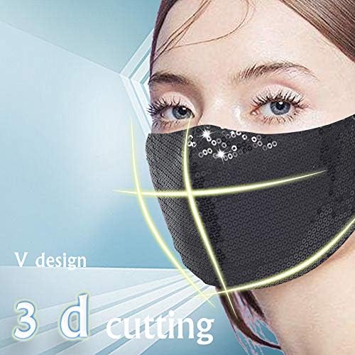 UOUDIO Rhinestone Crystal Face Mask， Masquerade Fashion Bling Mask for Women，Reusable Face Mask，Washable Face Mask，Diamond Sparkling ((Silver, Champagne, and black)