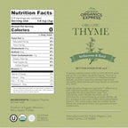 HQOExpress Organic Thyme Leaf – Non GMO, Kosher, USDA Certified Organic Dried Thyme Leaves – Aromatic and Savory Seasoning for Pastas, Soups and Stews, 7 oz. Chef Jar