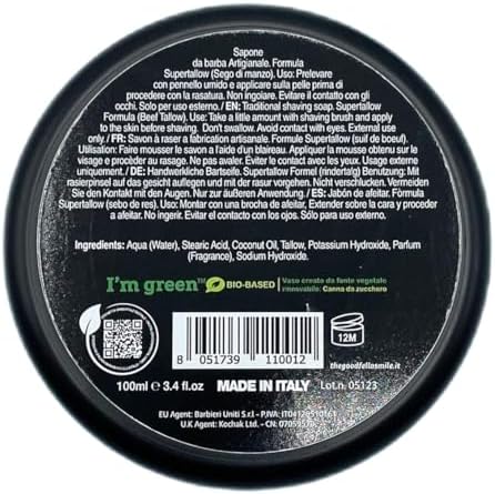 The Goodfellas' Smile,SHIBUSA 2 (Almond, Peach & Ylang Ylang), Luxury Itallian TALLOW Shaving Soap, Formulated for Use with A Shaving Brush, Made in Italy