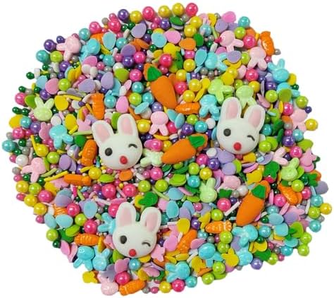 Easter Sprinkles Rabbit Bunny Carrot Edible Sugar Pearls for Cake Decorating Easter Cupcake Cake Toppers Baking Cookie Pearl Cake Decorations Valentine's Day Halloween Supplies